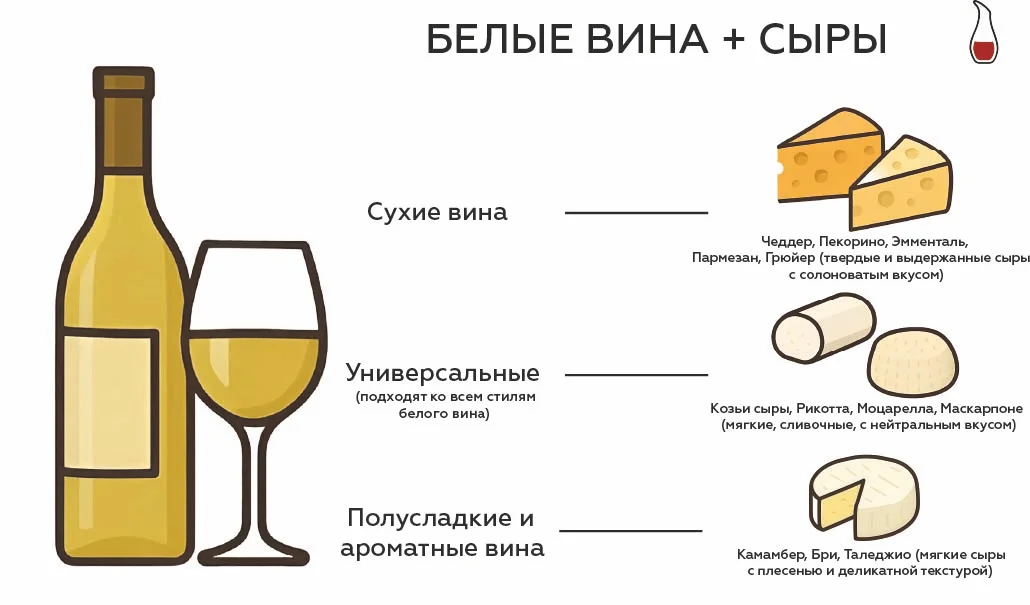 Белые вина и сыры Инфографика